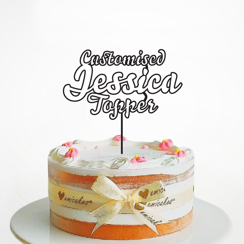 Custom 3 Lines Cake Topper (Jessica Font)