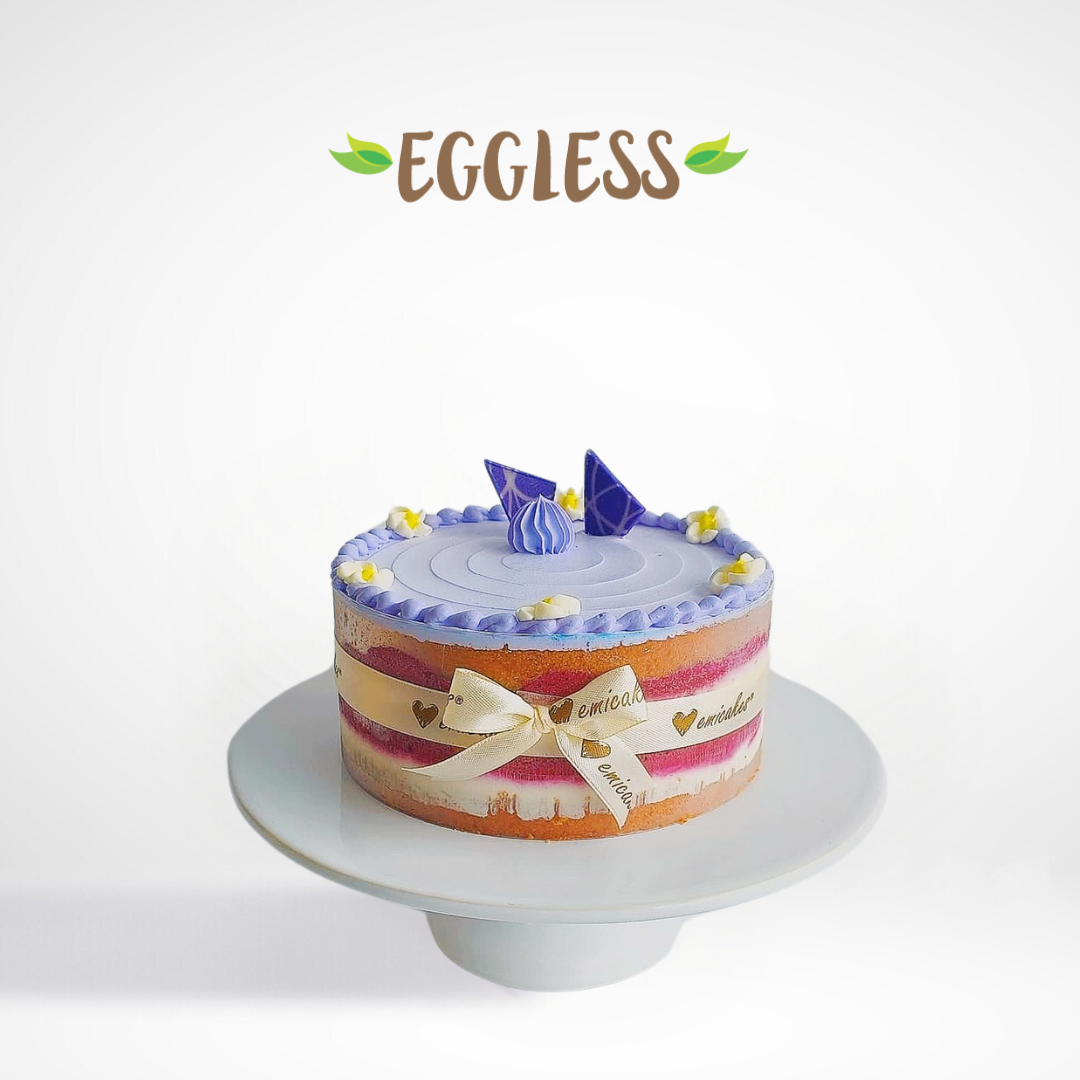 Eggless Blueberry Lemon Naked Cake (Next Day)