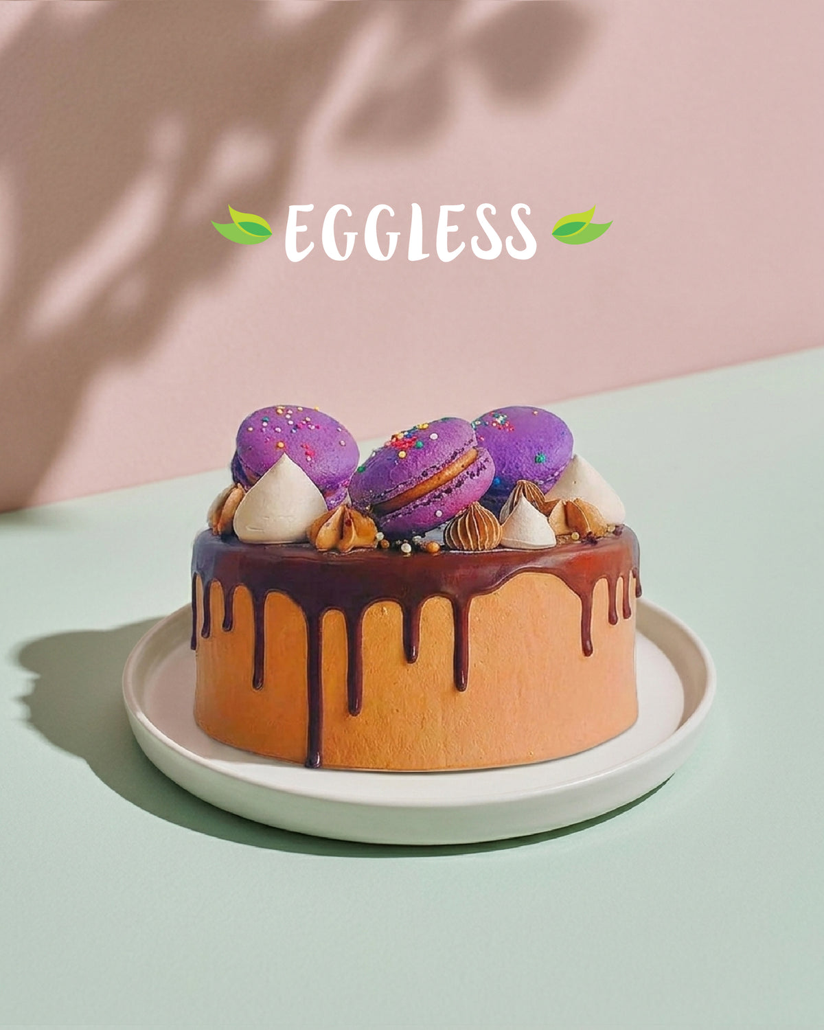 Eggless Choco Mousse Macaron Cake