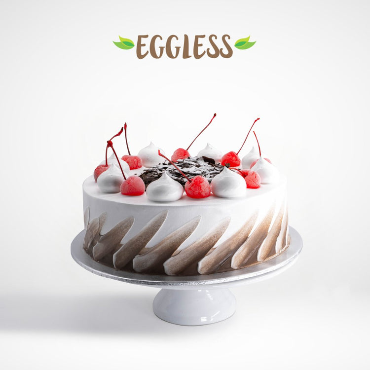 A vibrant selection of premium eggless cakes in various flavors and designs.