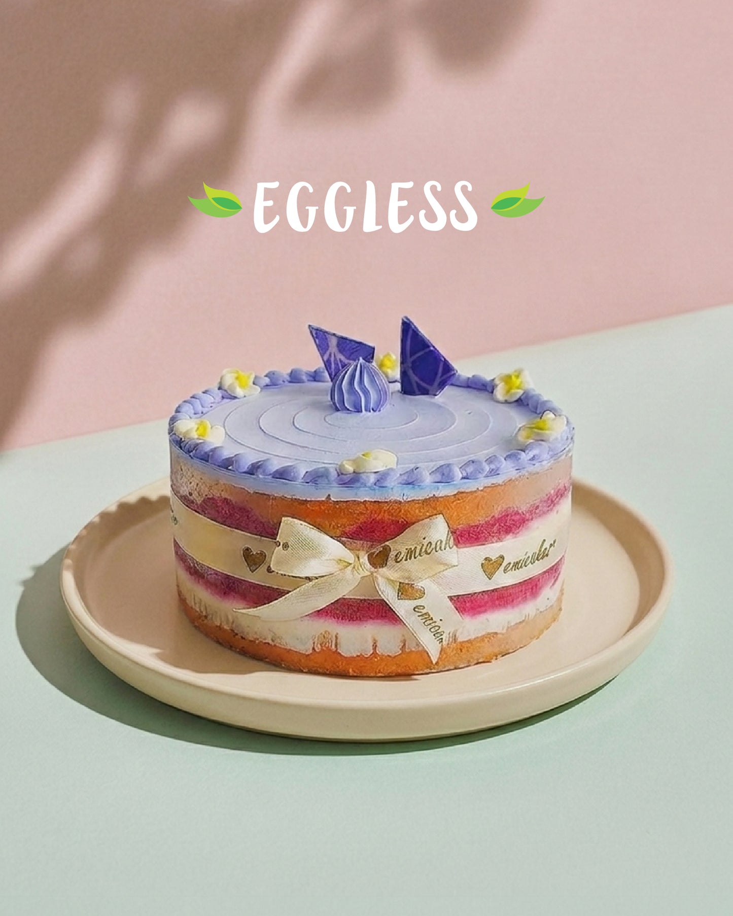Eggless Blueberry Lemon Naked Cake (Next Day)
