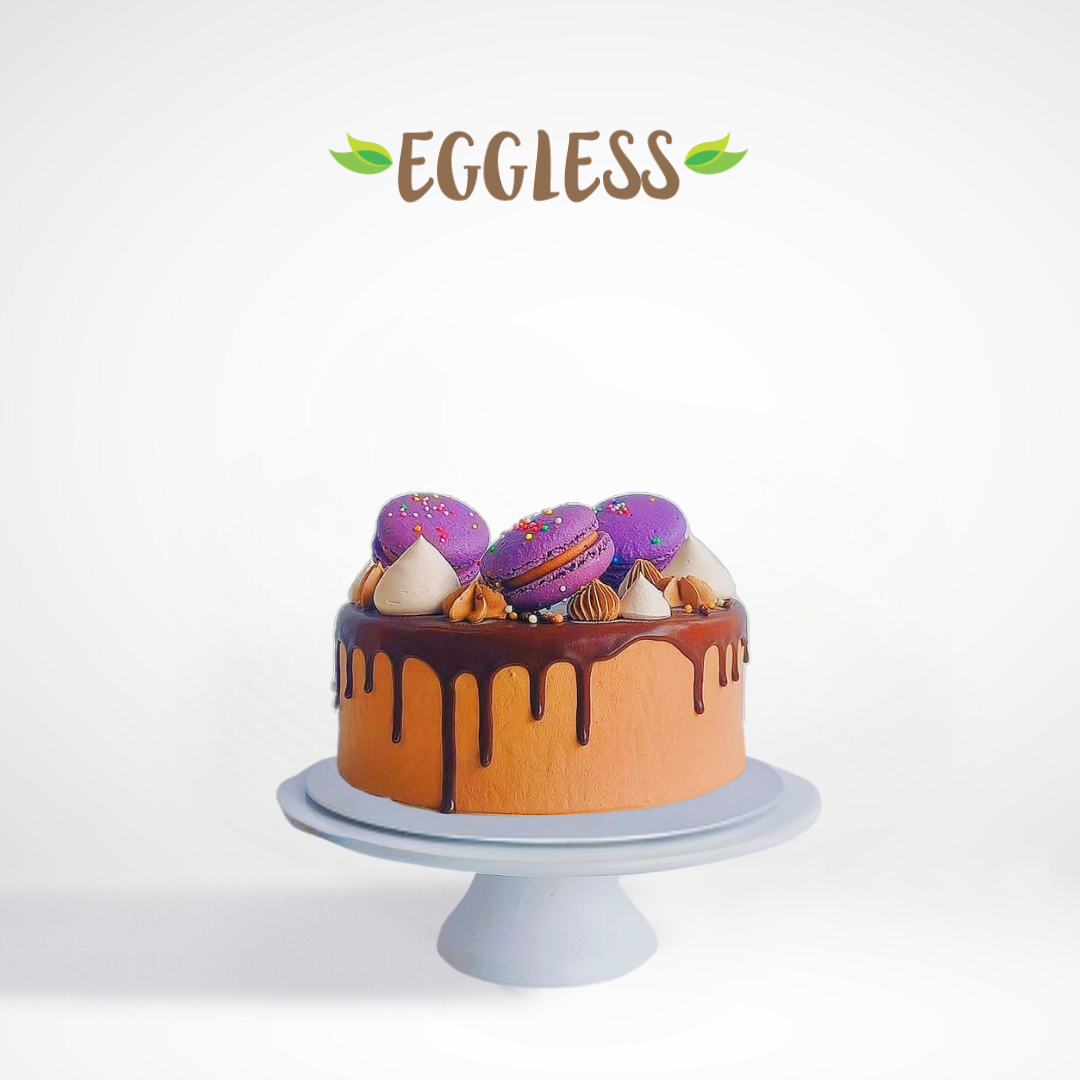 Eggless Choco Mousse Macaron Cake