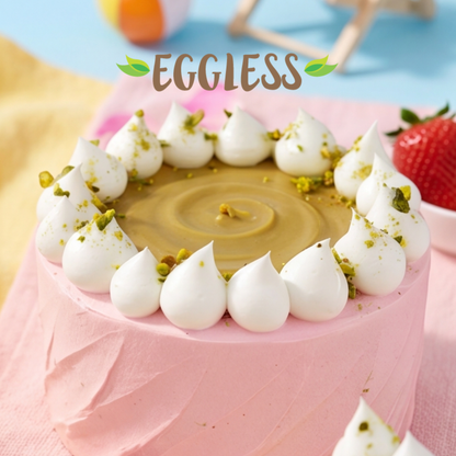 Eggless Strawberry Pistachio Cake (Next Day)