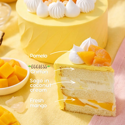 Eggless Mango Pomelo Sago Cake (Next Day)