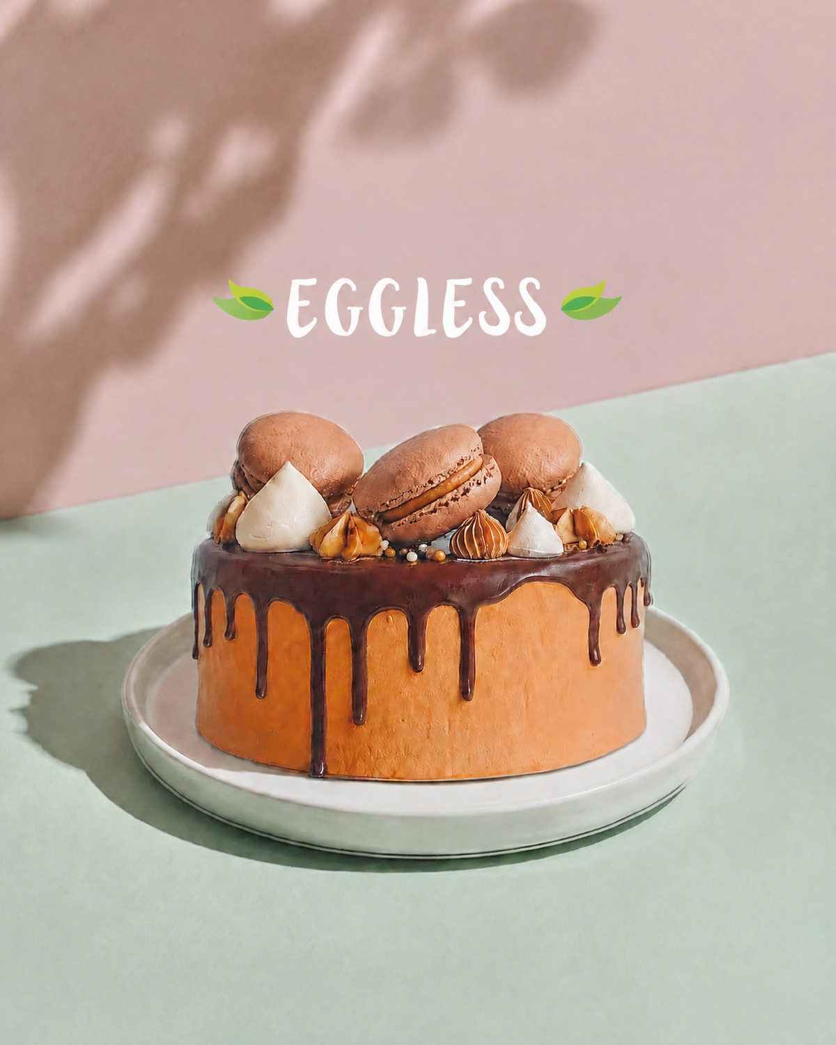 Eggless Choco Mousse Macaron Cake
