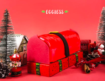 Santa’s Belt (Eggless Strawberry Mango Log)